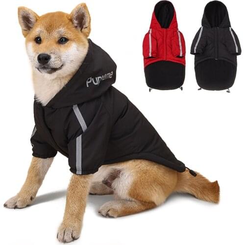 Outdoor Windproof Cotton Jacket Clothes For Dogs Reflective Pet Clothes Small Dog Clothes For Puppy Medium Dog French Bulldog