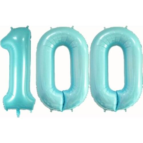 40 Inch Pearlescent Digital Balloon Blue Pink Baby 1 Year Old 100 Days Birthday Party Decoration Childrens Toy Ball