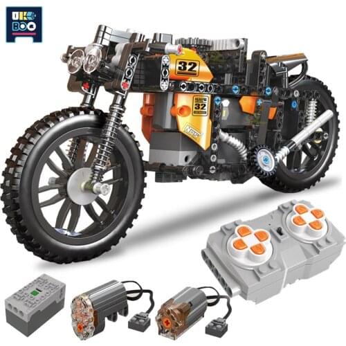 383Pcs Technical City RC Speed Motorcycle Model Building Blocks DIY Motor Bicycle Car Bricks Educational Toys For Children Gift