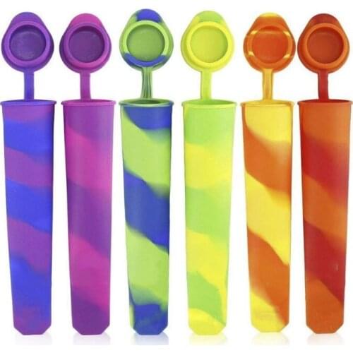 W3JE Set of 6 Silicone Ice Cream Mold Popsicle Holder Ice-Pop Sleeves Freezer for Making Snack Bag Home Kitchen Supplies