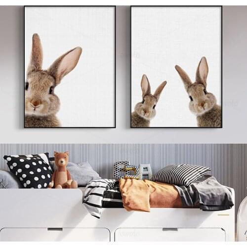 Nursery Animal Print Little Rabbit Poster Paintings in The Bedroom Kids Room Home Decoration Modern Wall Art Posters and Prints