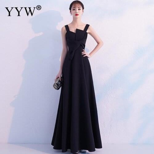 New Fashion 2020 Black Elegant Evening Dress Sexy Robe De Soiree Women Long Party Dresses Sleeveless A Line Ladies Formal Gowns
