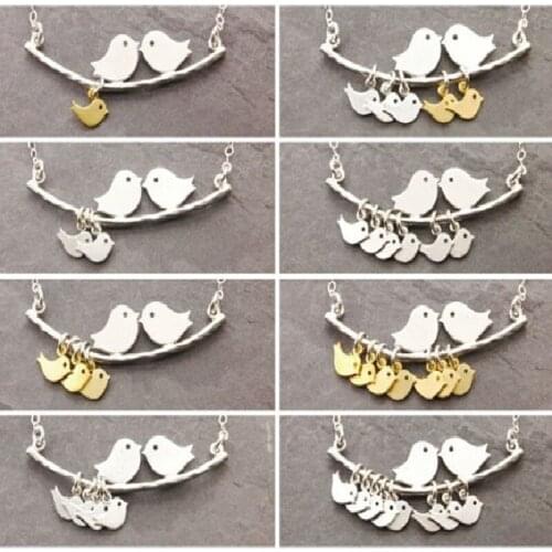 ZN Mother and Child Necklace Women Jewelry Mothers Day Gift Bird and Branch Pendant Necklace