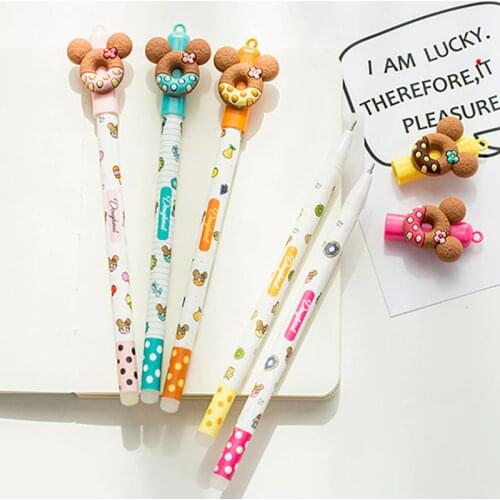 1 Pcs Erasable Pens Cartoon Cute Small Bear Cookies Ink Blue Magic Gel Pen Office Supplies Student Stationery