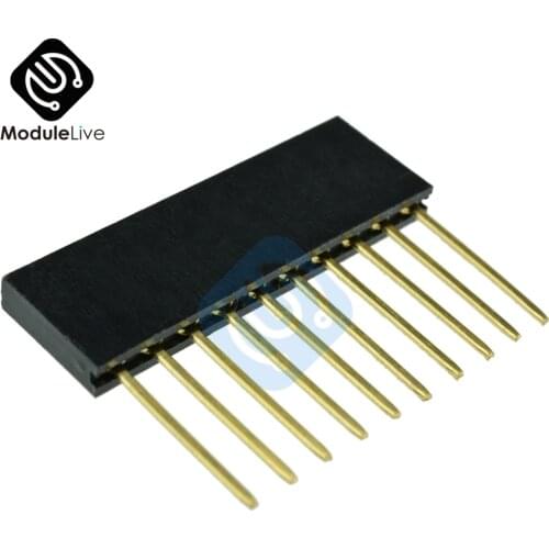 10pcs 10 Pins Pitch 2.54mm Stackable Long Legs Female Header For Arduino Shield 11mm Length Female Single-Row Straight Diy