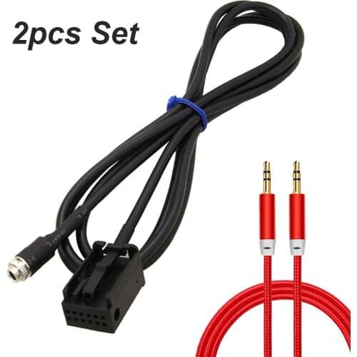 2pcs set 12Pin 3.5mm Female Jack AUX Adapter Radio Interface Cable MP3 Wire For BMW E85 E86 Z4 E83 X3 for Mini Cooper