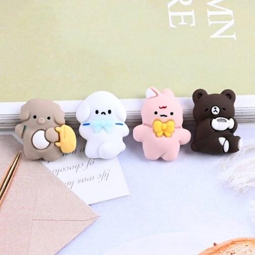 20Pcs Resin Animal Dog Rabbit Bear Kawaii Flatback Cabochon DIY Craft Hair Accessories Phone Shell Patches Ornament Scrapbooking