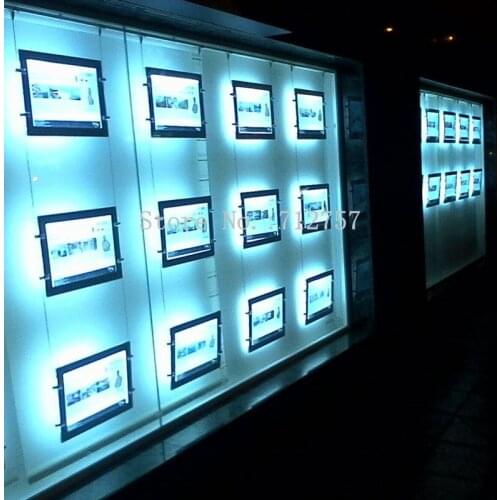 28PCS Real Estate Agent Magnetic Slim LED Window Display Landscape A4 Single Sided Acrylic Light Box