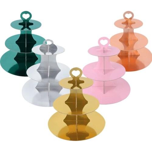 3-Layer Round Cake Stand Birthday Cake Decoration DIY Paper Craft Dessert Display Stand Baby Shower Wedding Party Supplies