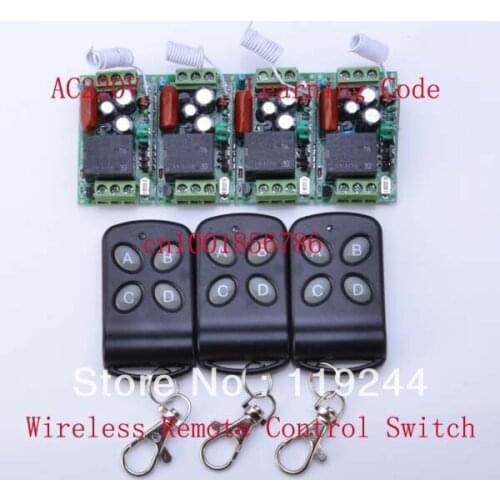 315Mhz/433Mhz 4 Receivers+3 Transmitter RF 220V 1CH Wireless Remote Control Power Switch System For LED Light Lamp