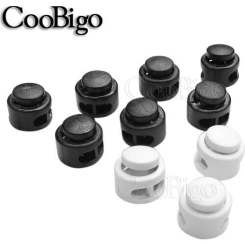 5pcs Black & White 2mm Hole Plastic 13.5*13mm Paracord Cord Lock Clamp 2 hole Toggle Clip Stopper For Rope Garment Accessories