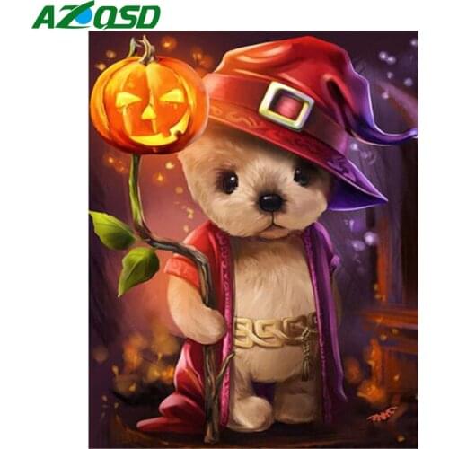AZQSD DIY Painting By Number Canvas Kits Animal Dog Halloween Gift Unframe Coloring By Numbers Pumpkin Decor For Home