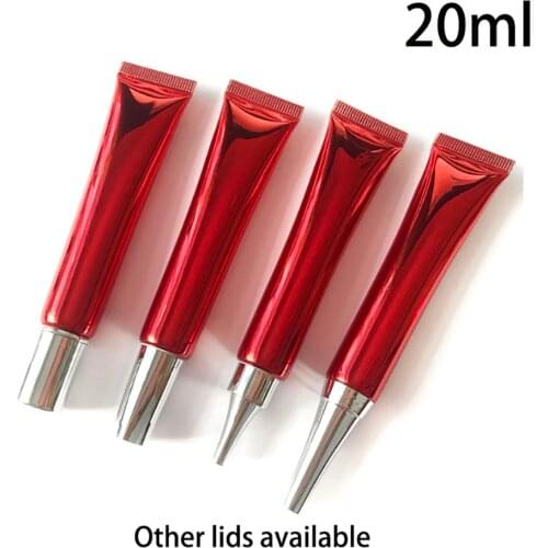 Free Shipping 20ml Plastic Eye Cream Bottle Red 20g Empty Cosmetic Squeeze Soft Tube Lip Gloss Containers 30pcs Wholesale