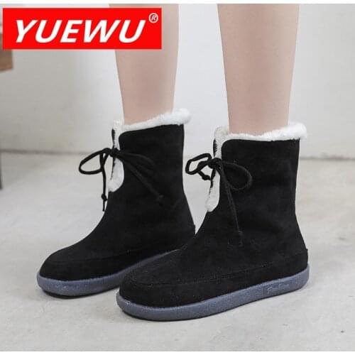 YUEWU Women’s Large Outdoor Snow Boots Brisk Walking Big Cotton Shoes Keep Warm Inside European Style