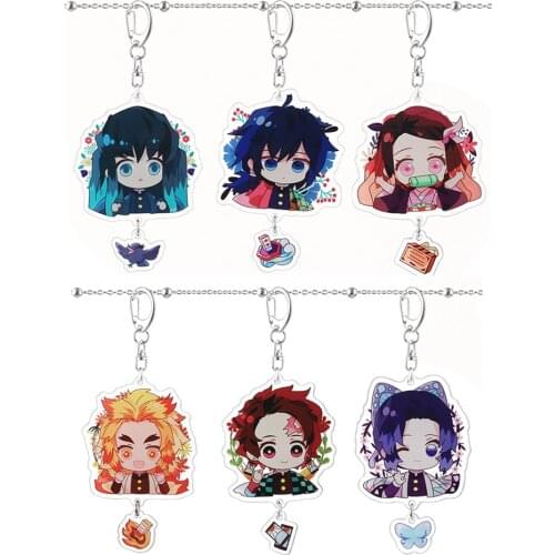 Anime Demon Slayer Kimetsu No Yaiba Kochou Shinobu Rengoku Kyoujurou Kanroji Mitsuri Keychain Pendant Figures Assembly Toys