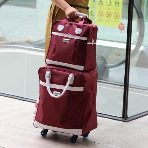 Fashion Women Trolley Luggage Rolling Suitcase Travel Hand Tie Rod Suit Casual Rolling Case Travel Bag Wheels Luggage Suitcase