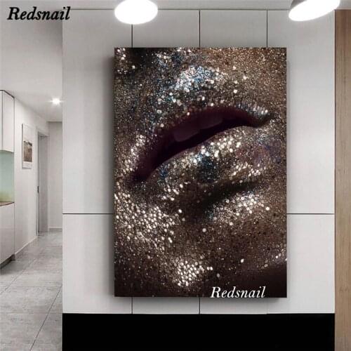 Black woman Sexy Lips Diy Diamond Painting cross-stitch 5D Full Drill mosaic diamond embroidery Wall Art EE853