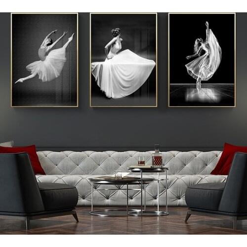 Black And White Canvas Painting Ballet Dance Posters And Prints Nordic Style Girl Portrait Pictures for Home Decoration Wall Art