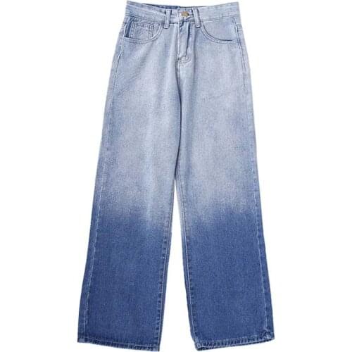 Gradient Jeans Women High Waist Denim Trousers Spring Autumn Fashion Ladies Casual Straight Leg Pants Loose Desigual Bottoms New