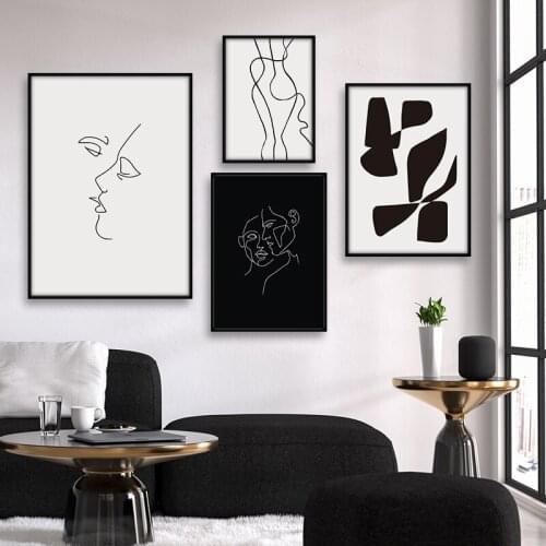 Geometric Line Poster Nordic Canvas Painting Abstract Wall Art Kiss Posters And Prints Decoration Pictures For Living Room Decor