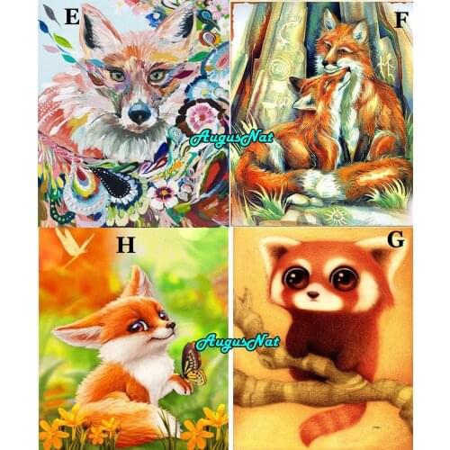 Animal diamond painting full round fox daimond embroidery crystal picture diamand mosaic crafts stone sticker pearl drill poster