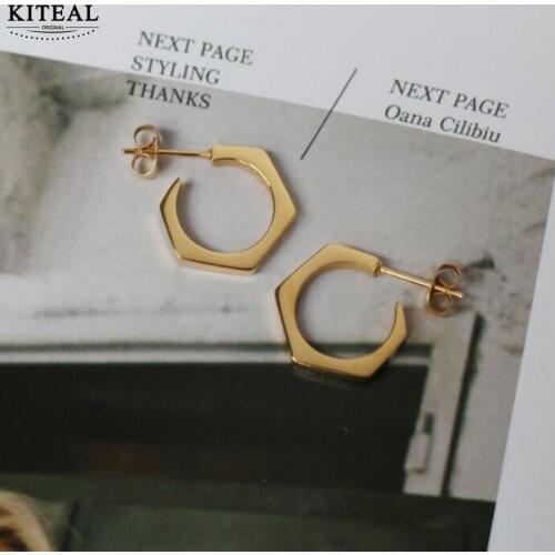 KITEAL 2021 trend large 18KGP Gold Filled earrings 2021 trendy for female geometric earring for women jewellery