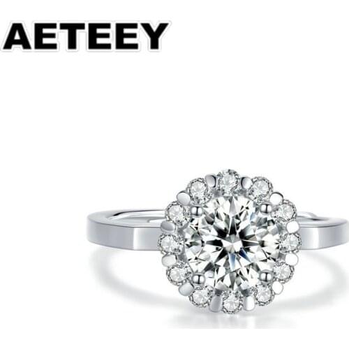 New Womens D Color Moissanite Ring Opening Adjustable 925 Sterling Silver Engagement Wedding Ring for Women Gift JF-08