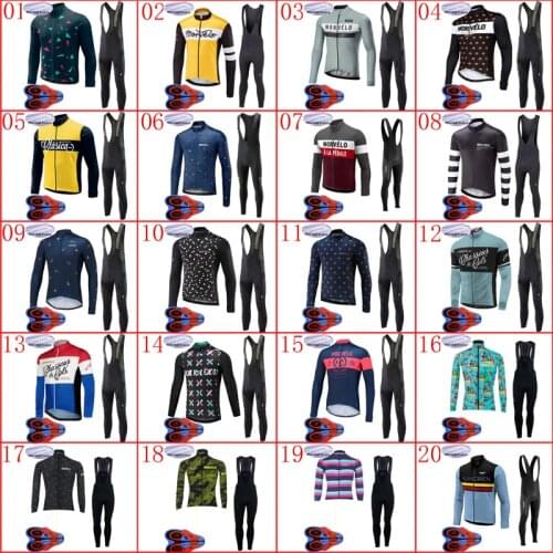 Winter cycling outfits men bike thermal fleece jersey bib pants set long sleeve warmer bicycle clothing sports uniform Y20060501