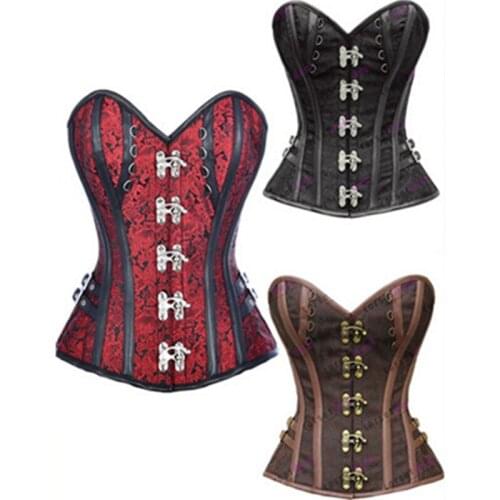 Cool New Steampunk Corsets Black Bustier Top Rivet Waisting Trainer Corset corpetto Corselet Overbust Waist Trainer Body Shaper