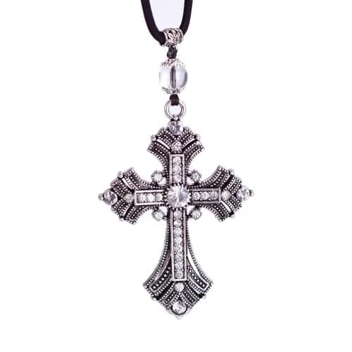 Metal And Crystal Diamond Cross Jesus Christian Car Rear View Mirror Car Pendant Hanging Car Styling Accessories Auto Decoration