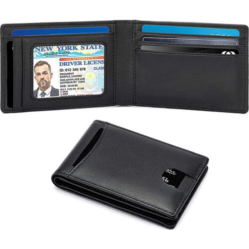 New Mini Male Genuine Leather Wallet RFID Anti Magnetic Slim Wallet Business Credit Card Holder Wallet Men