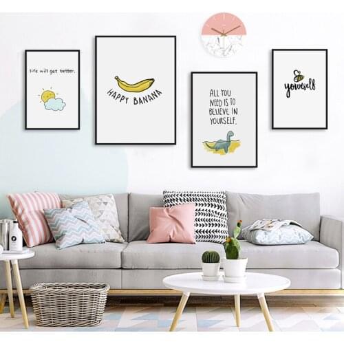 Cartoon Posters Balloon Sun Banana and Bee Canvas Painting Wall Pictures for Modern Life Home Decor Prints Wall Art Mural