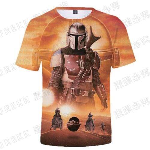 Star wars The Mandalorian Boba Fett Baby Yoda Mens clothes Summer 3D New Cool Kids Boy Oversized t-shirt Harajuku Women t shirt