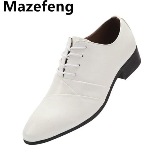 Mazefeng 2021 Fashion Business Dress Men Shoes Classic Leather MenS Suits Shoes Fashion Lace-up Dress Shoes Men Oxfords 38-44
