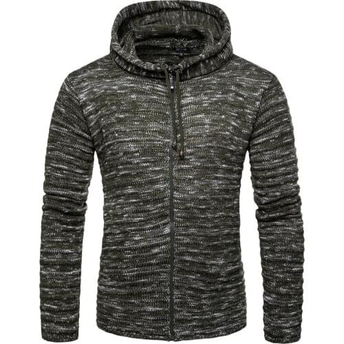 Mens Hooded Sweater Knitted Man Wool Sweatercoat XXL Casual Man Spring Oversized Wool Sweatershirt Sweaters Army Green A390