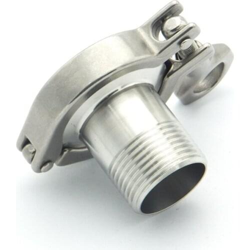 304 Stainless Steel Sanitary Pipe Fitting Set 1-1/4" BSP Male Thread Ferrule + 2" Tri Clamp + Silicon Gasket + End Cap