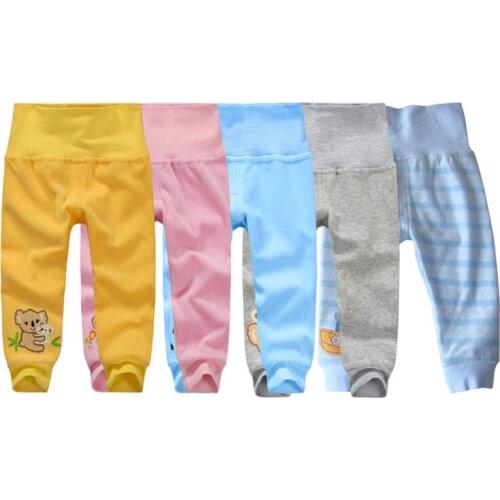 New Arrival Neonatal Tall Waist Protect His Pants Cotton Tall Waist Trousers Baby Trousers Kid Wear Pantautumn/spring High Y111