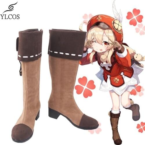 Game Genshin Impact Klee Cosplay Shoes Halloween Party Fancy Boots Custom Made