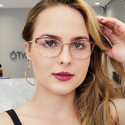 Cat eye transparent glasses for women 2020 new metal frame TR90 optical fashion clear lens Optical Computer Prescription Glasses