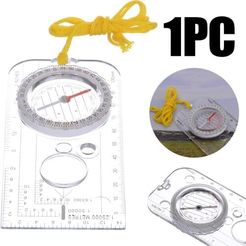 Portable Measuring Calipers Ruler for Outdoor Magnifying Orienteering Compass Map Scales Ruler Navigation Map Gauge Tool