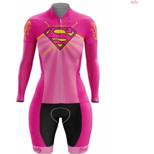 VEZZO Professional Cycling Clothes Triathlon Skinsuit Sets Pink Macaquinho Ciclismo Feminino Long Sleeved Jumpsuit Kits Summer