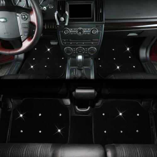 Luxury diamond plush anti slip washable car floor mats girls women universal car foot mats diamond for all car model universal