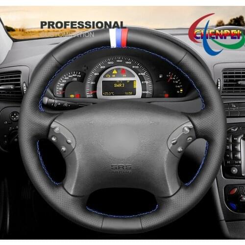 DIY Hand-Sewn Non-Slip Breathable Car Steering Wheel Cover For Mercedes Benz C-Class W203 C32 AMG 2002 Car Interior Accessories