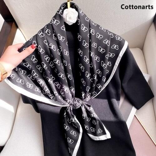 Letter print Silk Scarf Women Brand Square Scarves Office Lady Shawl Bandanna 90*90cm Muslim Hijab Handkerchief Foulard Echarpe