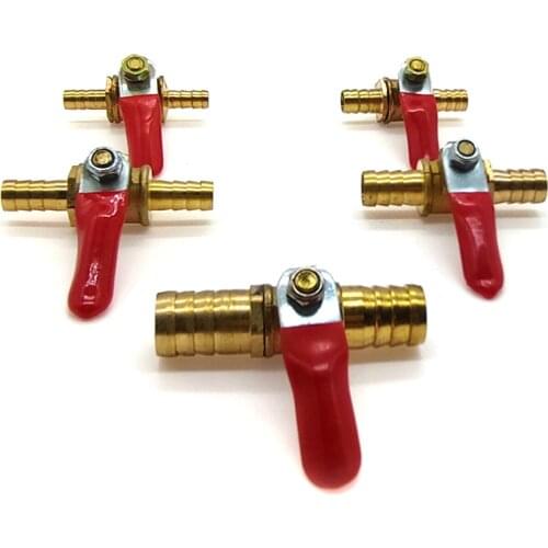 6mm-14mm Hose Barb Inline Brass Water Oil Air Gas Fuel Line Shutoff Ball Valve Pipe Fittings