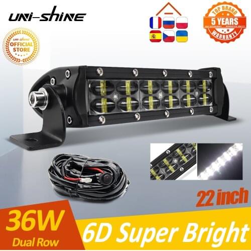 UNI-SHINE 8 inch 36W Led Light Bar 12V 24V Combo Beam For Car 4x4 Off road Motorcycle Uaz ATV Truck Barra Driving Led Work Light