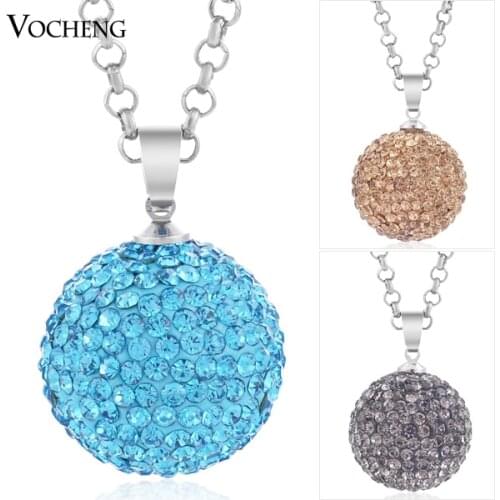 Vocheng Mexican Chime Necklace 3 Colors 20mm Crystal Pendant Jewelry with Stainless Steel Chain VA-190