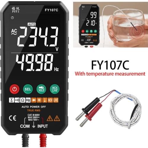 Voltmeter Digital Ammeter Current Tester Multimeter Ture RMS AC DC Transistor Tester Capacitor Temperature Voltmeter Smart Meter