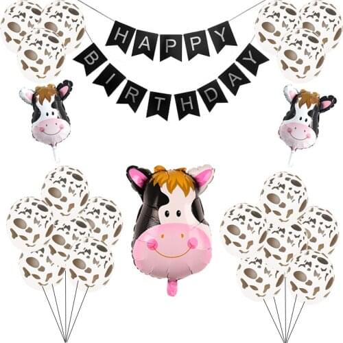 Cartoon Animal Happy Birthday Balloons Banner Theme Balloon Set Child Birthday Wedding Wall Party Decoration Supplies Baby Toy