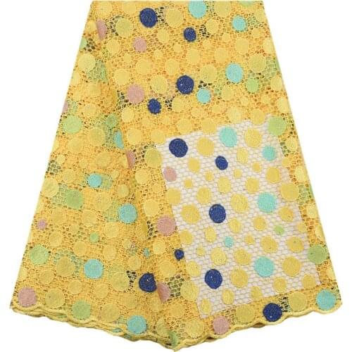 Zhenguiru High Quality Guipure Cord African Lace Fabric Round Shape French Fabric Bright Diamond Nigerian Fabric For Party A2006